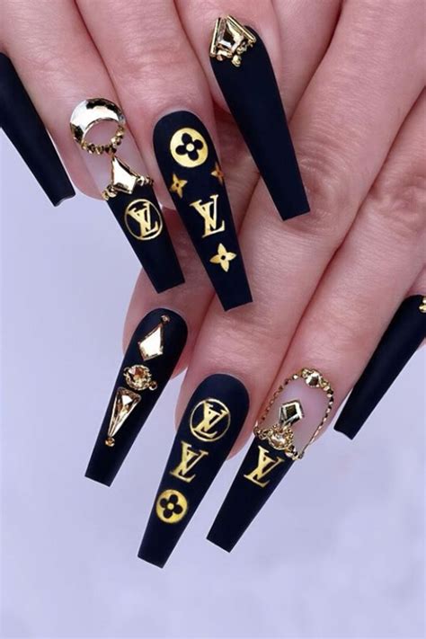 lv black nails|louis vuitton inspired nails.